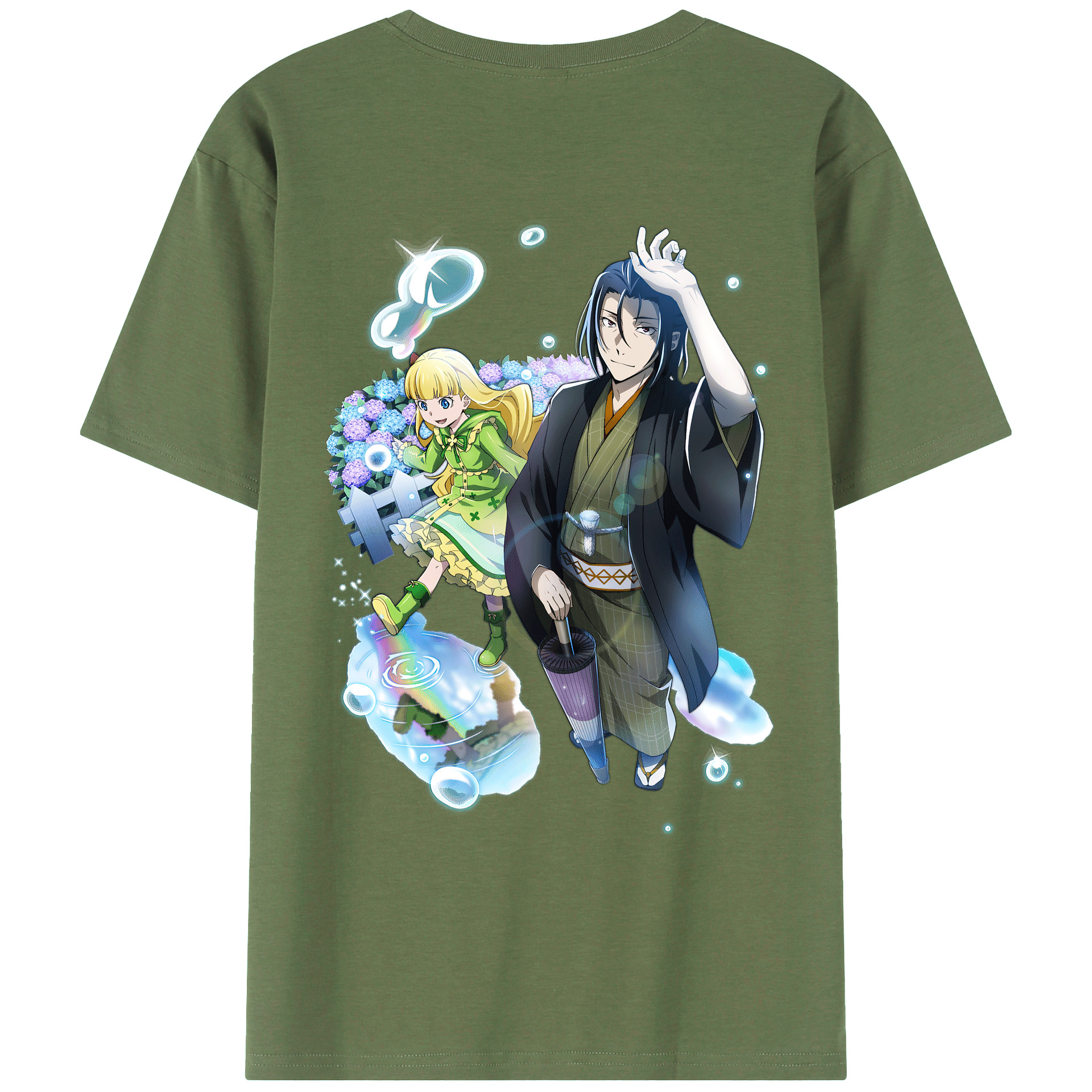 （画像用） 文豪ストレイドッグス Bungo Stray Dogs 綿100％ メンズ半袖Tシャツ（バックプリント） 通気性